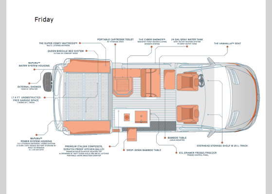 Floorplan - 2024 Remote Vans Friday Motor Home Class B - Diesel