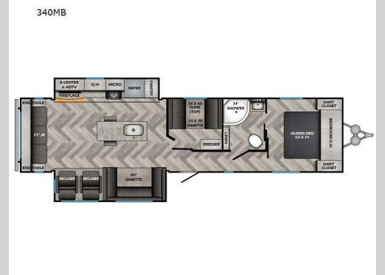 Floorplan - 2024 Longhorn 340MB Travel Trailer