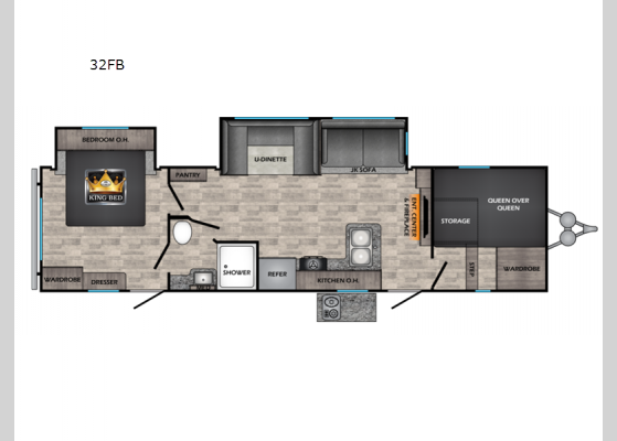 Floorplan - 2024 Texan 32FB Travel Trailer