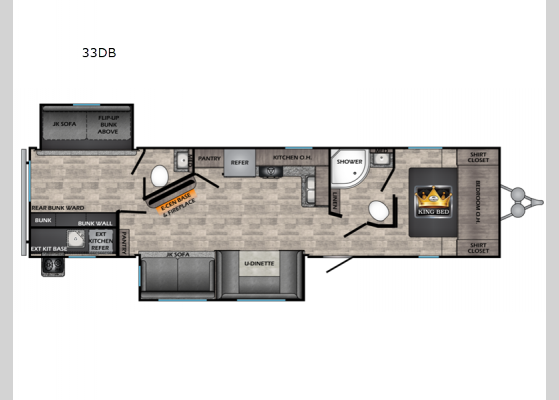 Floorplan - 2024 Texan 33DB Travel Trailer