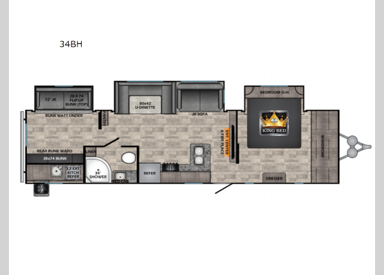 Floorplan - 2024 Texan 34BH Travel Trailer