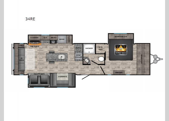 Floorplan - 2024 Texan 34RE Travel Trailer