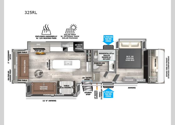 Floorplan - 2026 Wildwood Heritage Glen 325RL Fifth Wheel