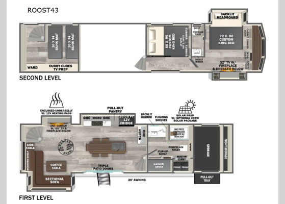 Floorplan - 2026 Wildwood Heritage Glen ROOST43 Fifth Wheel