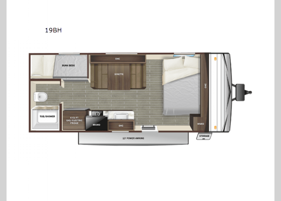 Floorplan - 2022 Autumn Ridge Single Axle 19BH Travel Trailer
