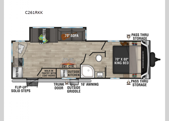 Floorplan - 2024 Connect C261RKK Travel Trailer