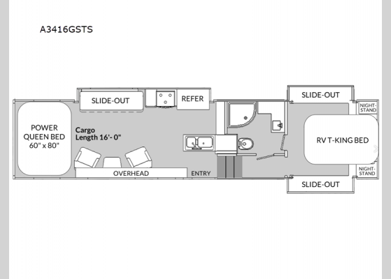 Floorplan - 2024 Vortex A3416GSTS Toy Hauler Fifth Wheel