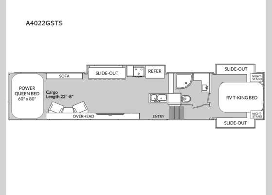 Floorplan - 2024 Vortex A4022GSTS Toy Hauler Fifth Wheel