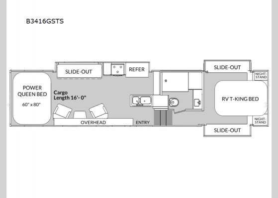 Floorplan - 2024 Vortex B3416GSTS Toy Hauler Fifth Wheel