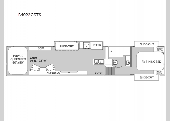 Floorplan - 2024 Vortex B4022GSTS Toy Hauler Fifth Wheel