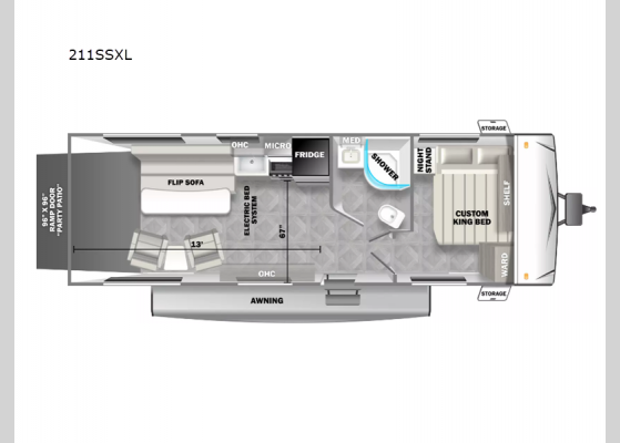 Floorplan - 2025 Wildwood X-Lite 211SSXL Toy Hauler Travel Trailer