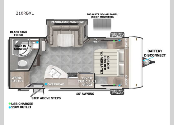 Floorplan - 2025 Wildwood X-Lite 210RBXL Travel Trailer