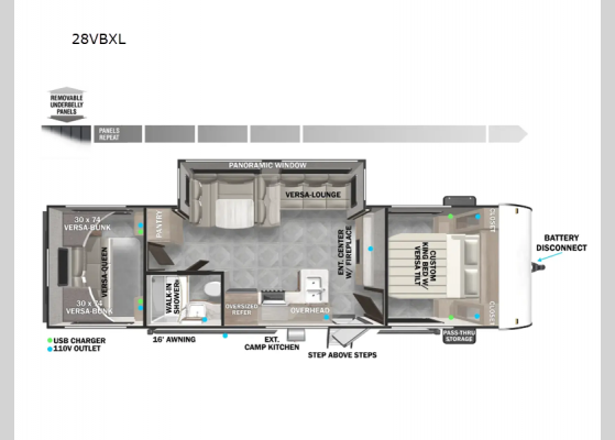 Floorplan - 2025 Wildwood X-Lite 28VBXL Travel Trailer