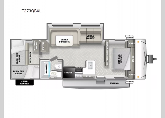 Floorplan - 2025 Wildwood X-Lite T273QBXL Travel Trailer