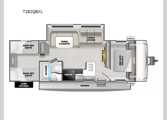 Floorplan - 2025 Wildwood X-Lite T282QBXL Travel Trailer