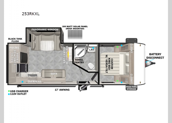 Floorplan - 2025 Wildwood X-Lite 253RKXL Travel Trailer