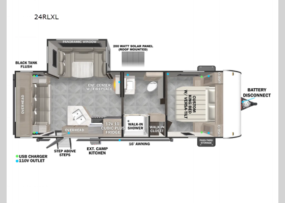 Floorplan - 2025 Wildwood X-Lite 24RLXL Travel Trailer