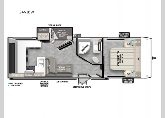 Floorplan - 2025 Wildwood X-Lite 24VIEW Travel Trailer