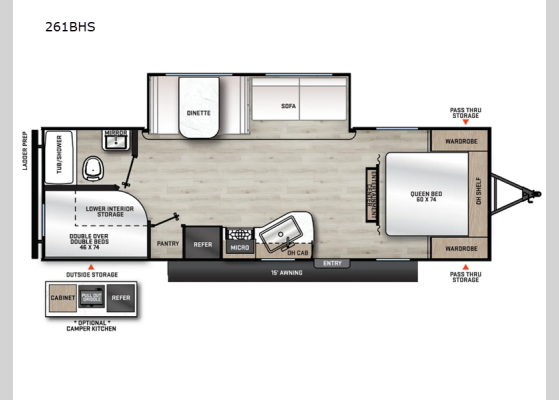 Floorplan - 2025 Catalina Summit Series 8 261BHS Travel Trailer