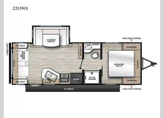 Floorplan - 2025 Catalina Summit Series 8 231MKS Travel Trailer