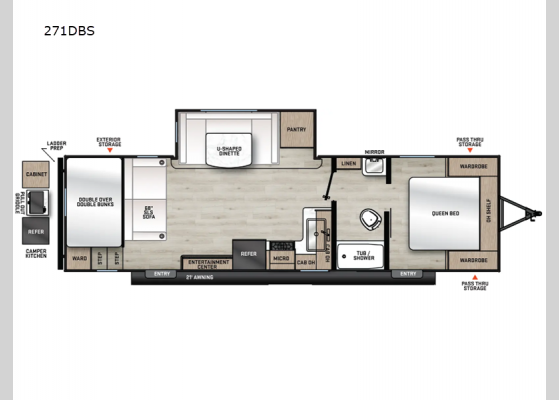 Floorplan - 2025 Catalina Summit Series 8 271DBS Travel Trailer