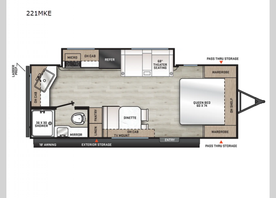 Floorplan - 2025 Catalina Summit Series 8 221MKE Travel Trailer