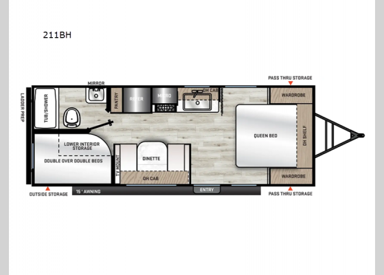 Floorplan - 2025 Catalina Summit Series 8 211BH Travel Trailer