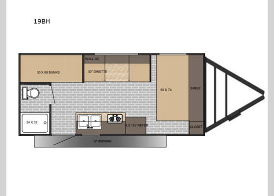 Floorplan - 2025 Sun Lite LTD 19BH Travel Trailer