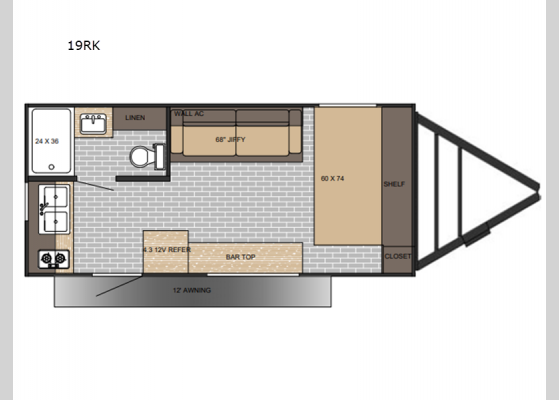 Floorplan - 2025 Sun Lite LTD 19RK Travel Trailer