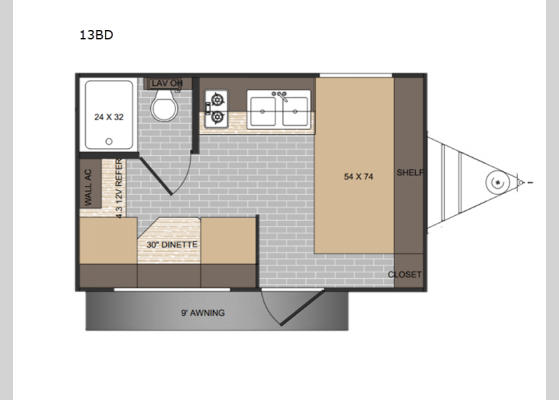 Floorplan - 2025 Sun Lite LTD 13BD Travel Trailer