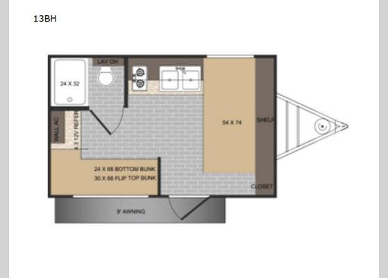 Floorplan - 2025 Sun Lite LTD 13BH Travel Trailer