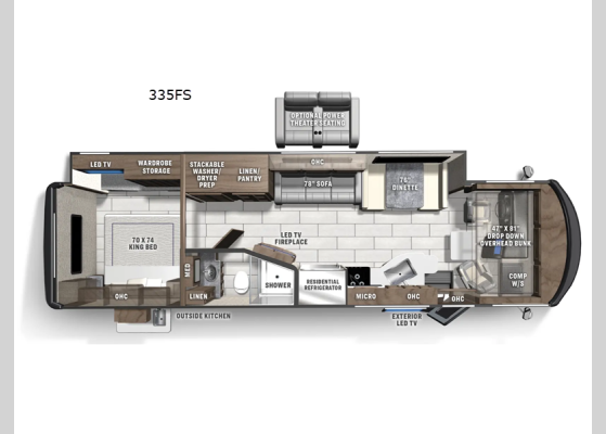 Floorplan - 2026 Encore 335FS Motor Home Class A