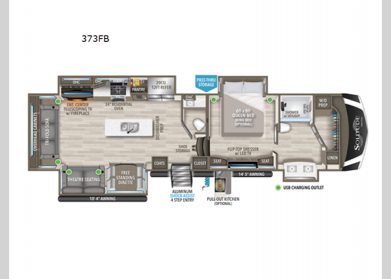 Floorplan - 2024 Solitude 373FB Fifth Wheel