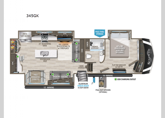 Floorplan - 2024 Solitude 345GK Fifth Wheel