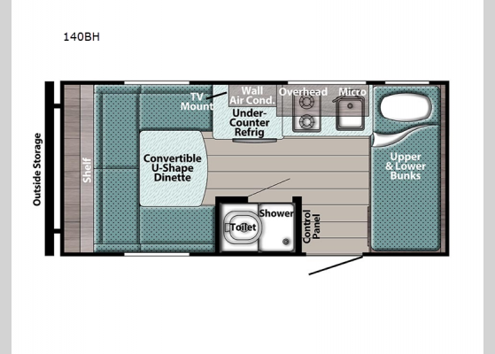 Floorplan - 2024 Trail Boss 140BH Teardrop Trailer