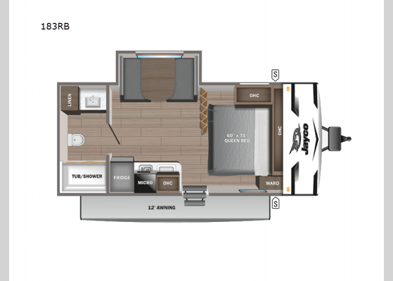 Floorplan - 2024 Jay Flight SLX 183RB Travel Trailer