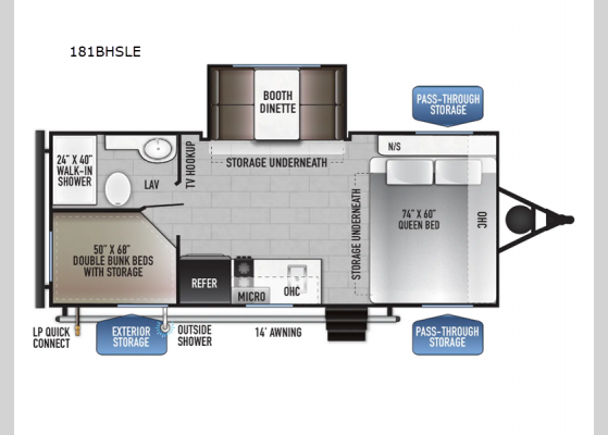 Floorplan - 2025 Della Terra LE 181BHSLE Travel Trailer