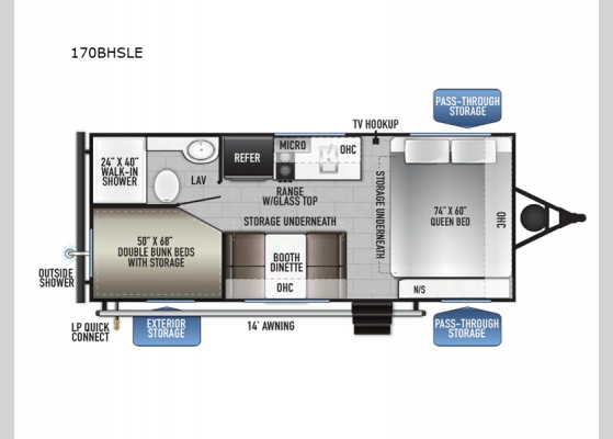 Floorplan - 2025 Della Terra LE 170BHSLE Travel Trailer