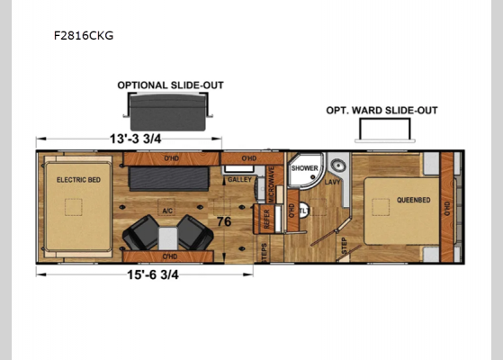 Floorplan - 2024 Iconic Pro Series F2816CKG Toy Hauler Fifth Wheel