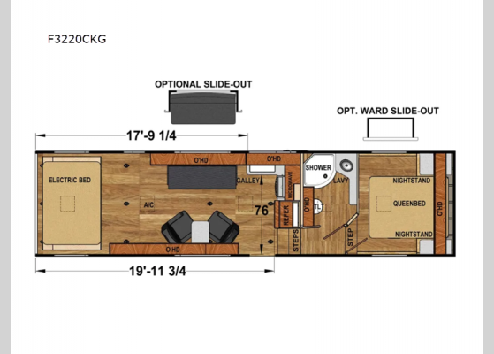 Floorplan - 2024 Iconic Pro Series F3220CKG Toy Hauler Fifth Wheel