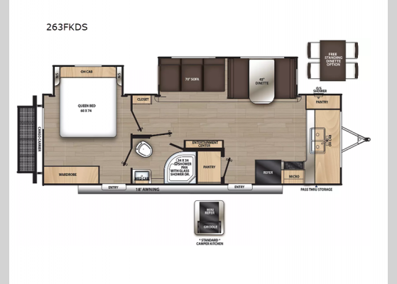 Floorplan - 2024 Catalina Legacy 263FKDS Travel Trailer