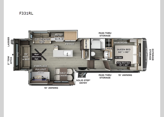 Floorplan - 2026 Flagstaff Classic F331RL Fifth Wheel