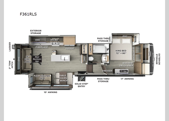 Floorplan - 2026 Flagstaff Classic F361RLS Fifth Wheel