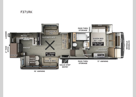 Floorplan - 2026 Flagstaff Classic F371RK Fifth Wheel