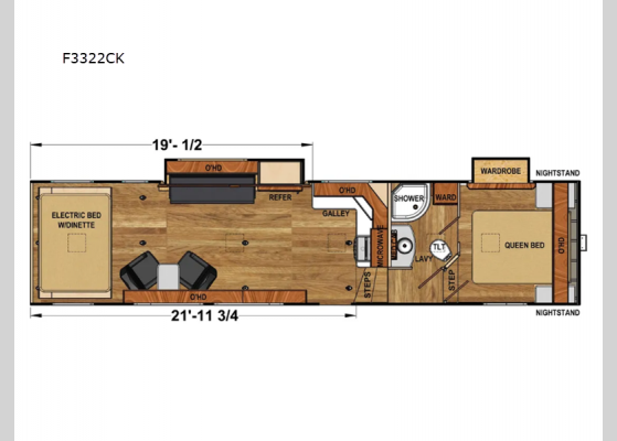 Floorplan - 2024 Iconic Platinum Series F3322CK Toy Hauler Fifth Wheel