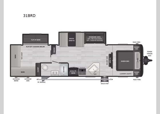 Floorplan - 2025 Hideout 31BRD Travel Trailer