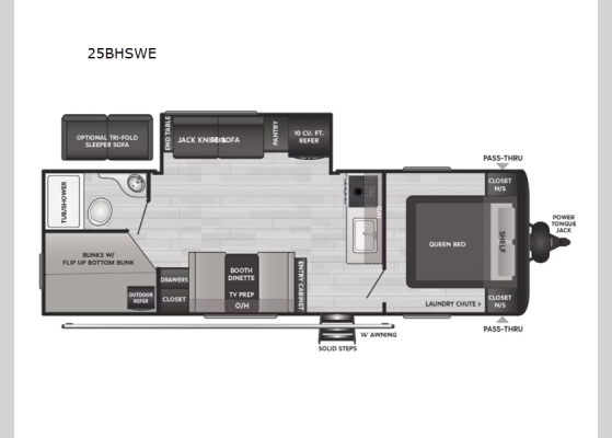 Floorplan - 2025 Hideout 25BHSWE Travel Trailer