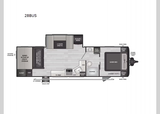 Floorplan - 2025 Hideout 28BUS Travel Trailer