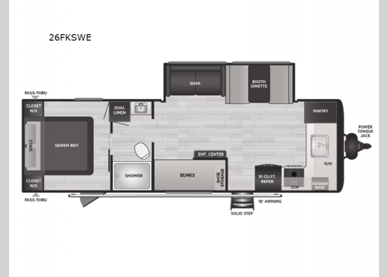 Floorplan - 2025 Hideout 26FKSWE Travel Trailer