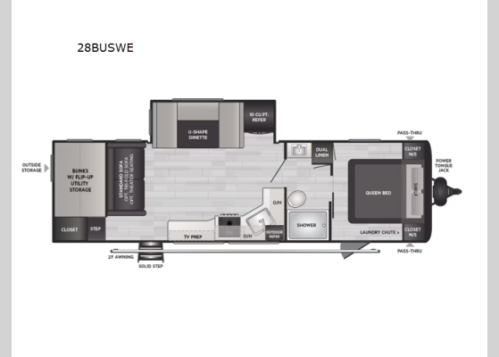 Floorplan - 2025 Hideout 28BUSWE Travel Trailer